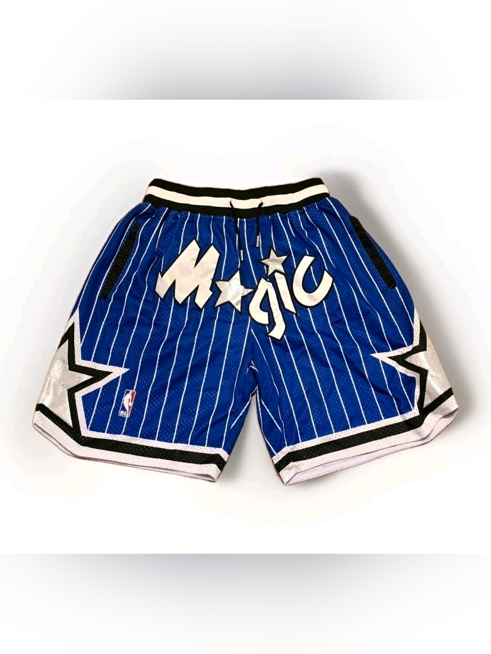 Just Don 1992-93 Orlando Magics Mens Basketball Pinstripes Shorts Blue Sz Large